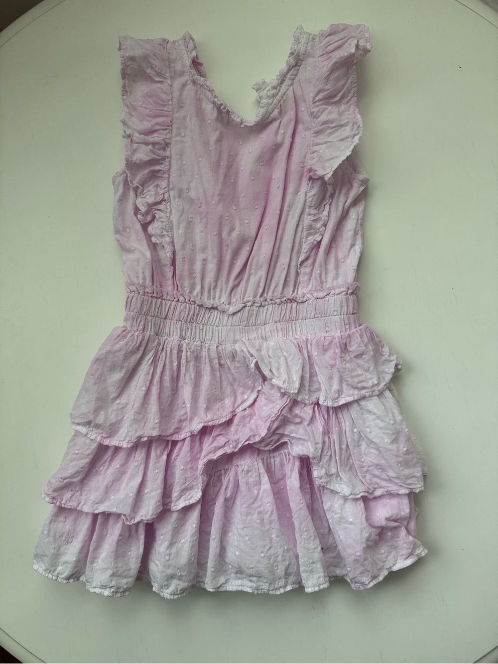 LoveShackFancy Girls Pink Ruffled Tiered Dress